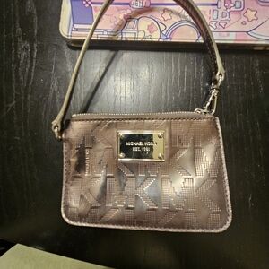 Michael Kors Metallic Brown MK Logo Wristlet